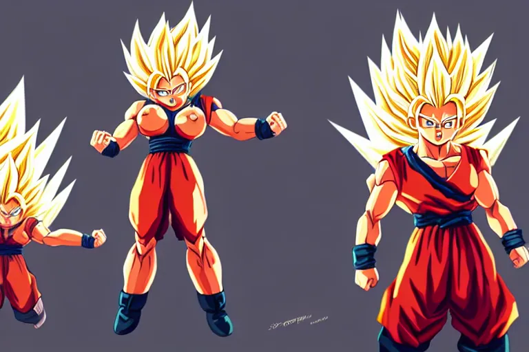 Image similar to super saiyan girl, concept art, artstation, digital painting