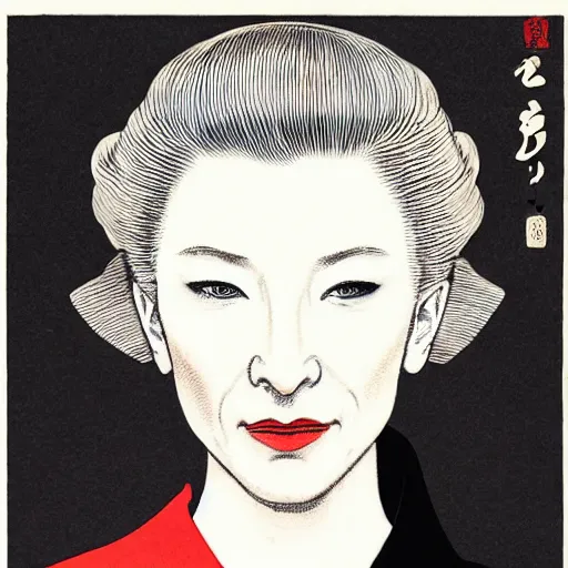 Image similar to ukiyo-e portrait of cate blanchett