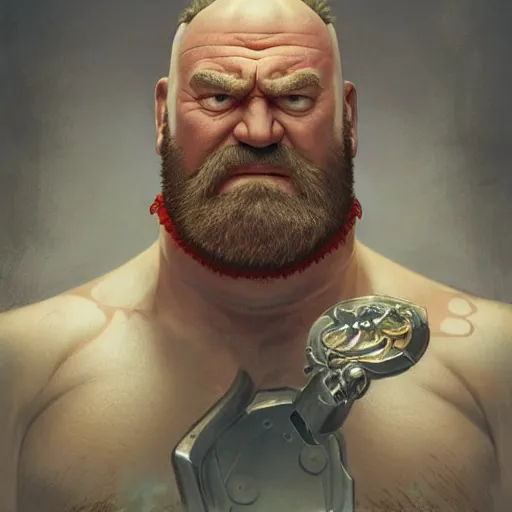 Prompt: david koechner as zangief from street fighter, spinning, ultra realistic, concept art, intricate details, eerie, highly detailed, photorealistic, octane render, 8 k, unreal engine. art by artgerm and greg rutkowski and magali villeneuve and alphonse mucha