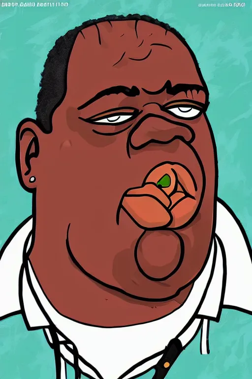 Image similar to notorious big in the art style of the simpsons tv show