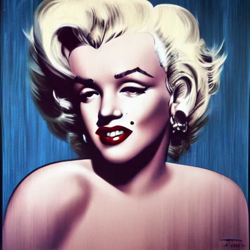 Image similar to portrait of Marilyn Monroe in the seven year itch, painted by Trevor brown