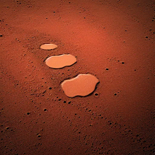 Image similar to alien footprints on Mars, 8k