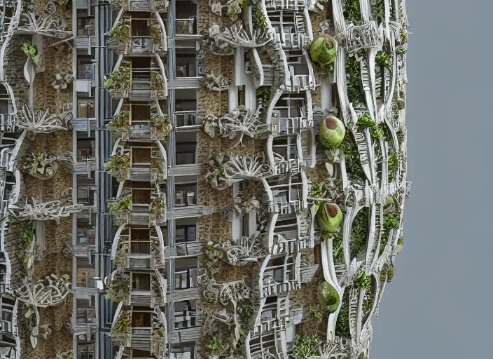 Image similar to photo of an apartment block inside a translucent apple. Intricate, very detailed, 8k, fantasy