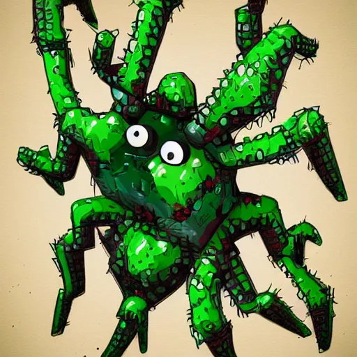 Image similar to digital illustration of a creeper pi spider, deviantArt, artstation, artstation hq, hd, 4k resolution