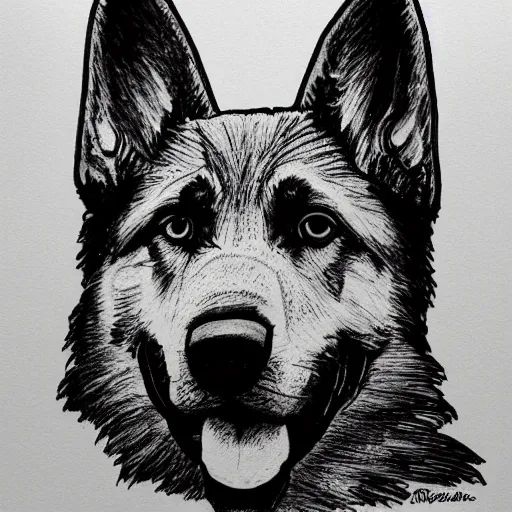 Prompt: German Shepherd, line sketch