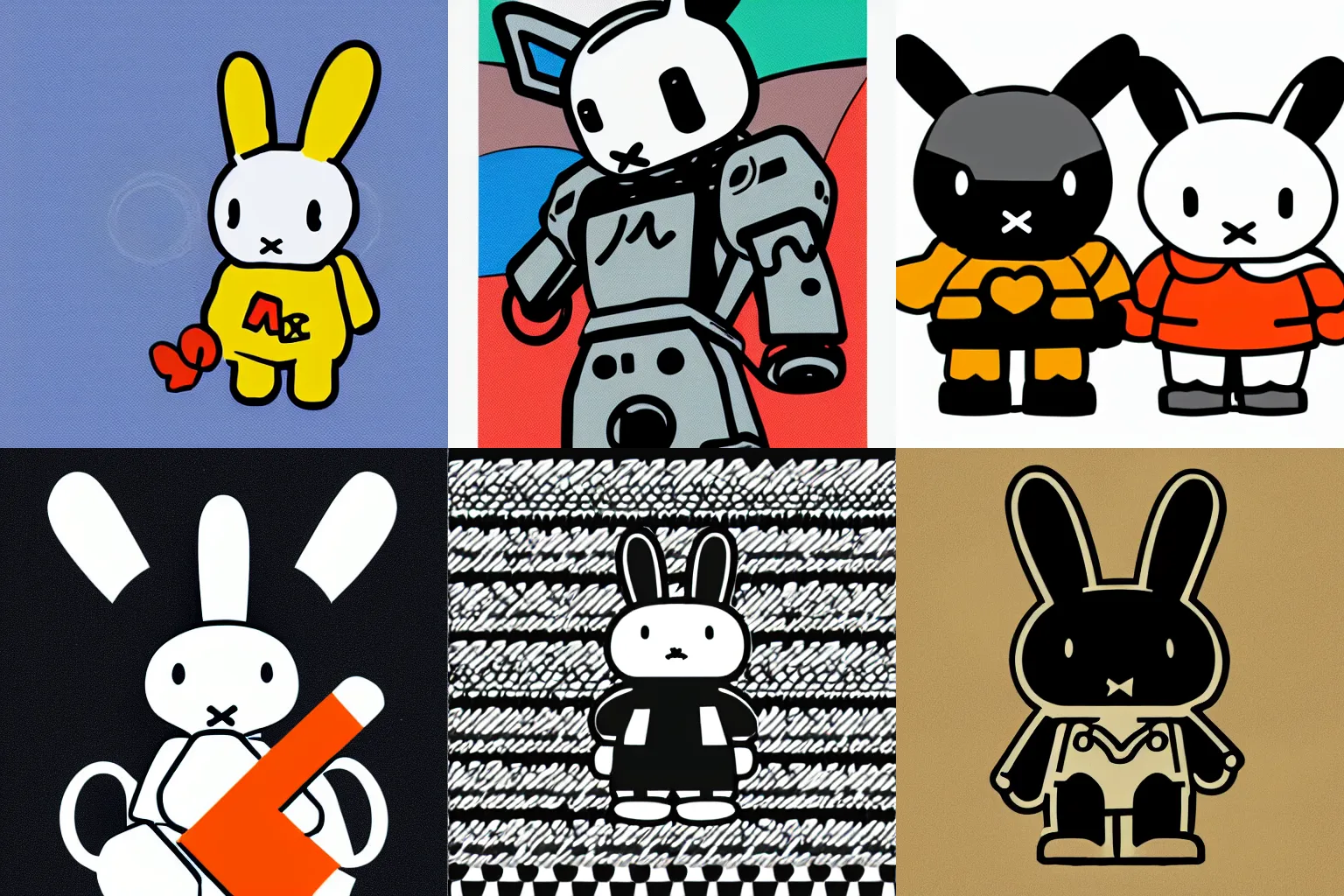 Prompt: mecha hello Miffy vector art