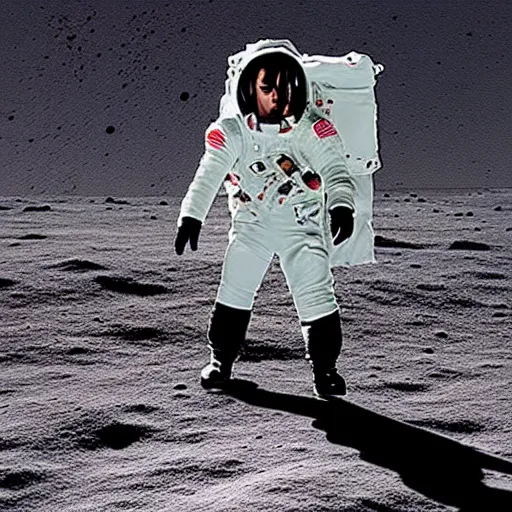 Prompt: michael jackson moonwalking on the moon, creative photo manipulation, photoshop