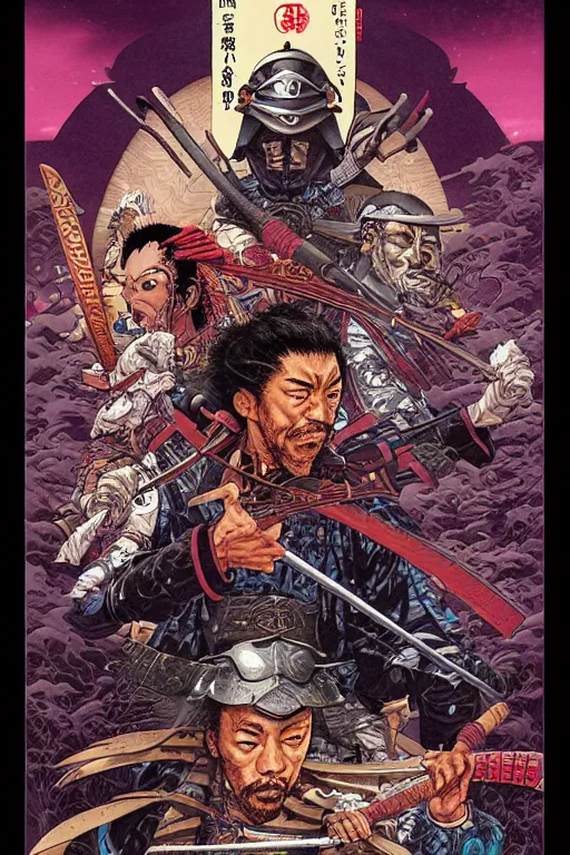 Image similar to poster of giancarlo esposito as a samurai, by yoichi hatakenaka, masamune shirow, josan gonzales and dan mumford, ayami kojima, takato yamamoto, barclay shaw, karol bak, yukito kishiro