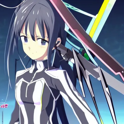 Prompt: a sword art online character drawn in the style of neo genesis evangelion. pretty. very detailed.