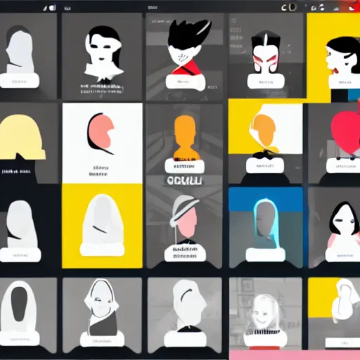 Prompt: Incredible UX design overview for an image sharing app by Roy Lichtenstein