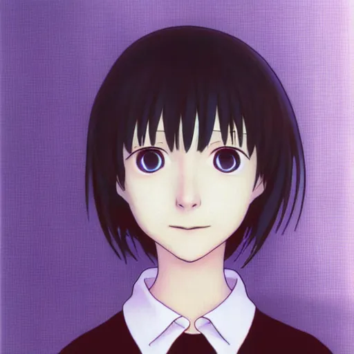 Image similar to a portrait of Lain from serial experiments: Lain Shinji Aramaki