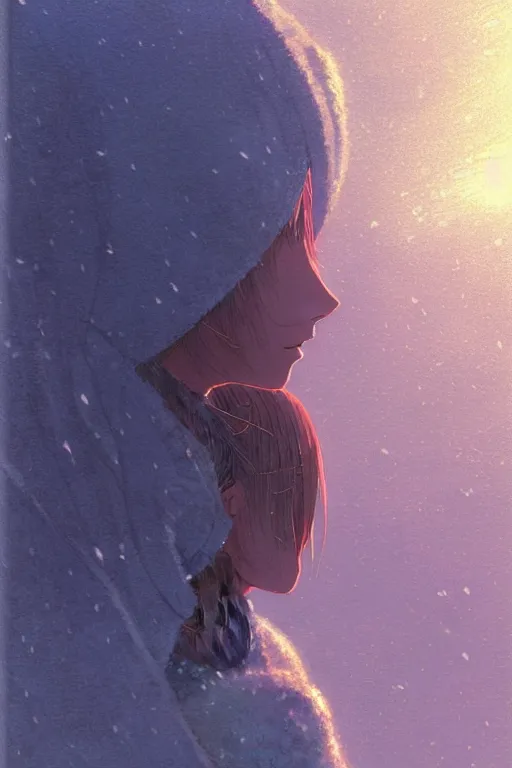 Image similar to a portrait of the sapphire herald in an elegant winter sweater, by makoto shinkai, by akihiko yoshida, by zdzislaw beksinski, by dariusz zawadzki, artbook, tone mapped, deep blues, shiny, soft lighting