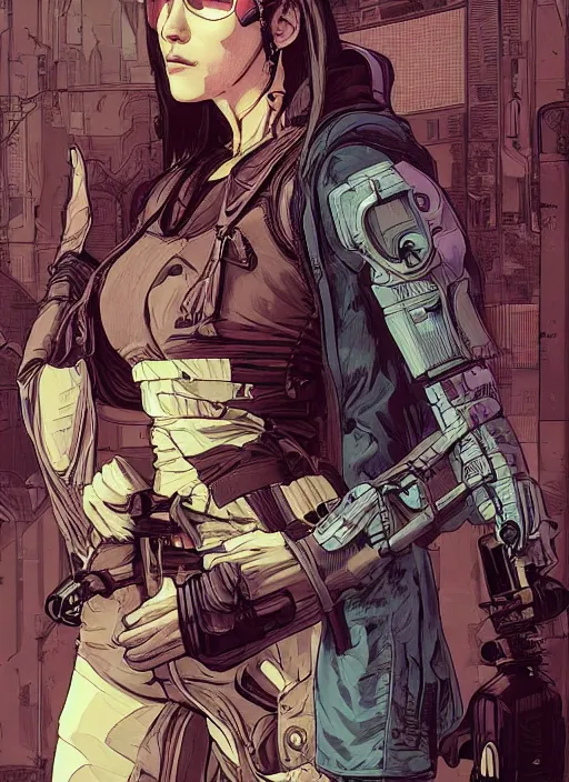 Prompt: cyberpunk fitness coach. portrait by ashley wood and alphonse mucha and laurie greasley and josan gonzalez and james gurney. spliner cell, apex legends, rb 6 s, hl 2, d & d, cyberpunk 2 0 7 7. realistic face. character clothing. vivid color. dystopian setting.