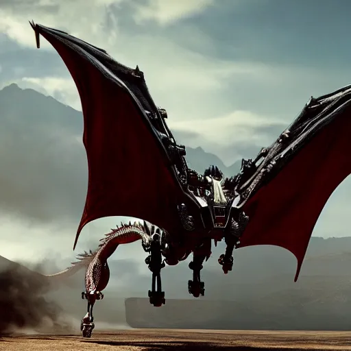 Prompt: cinematic still of westworld, intact si - fi robotic fantasy dragon, highly detailed