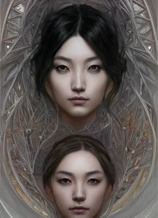 Image similar to symmetry!! sung hi lee, machine parts embedded into face, intricate, elegant, highly detailed, digital painting, artstation, concept art, smooth, sharp focus, illustration, art by artgerm and greg rutkowski and alphonse mucha, 8 k