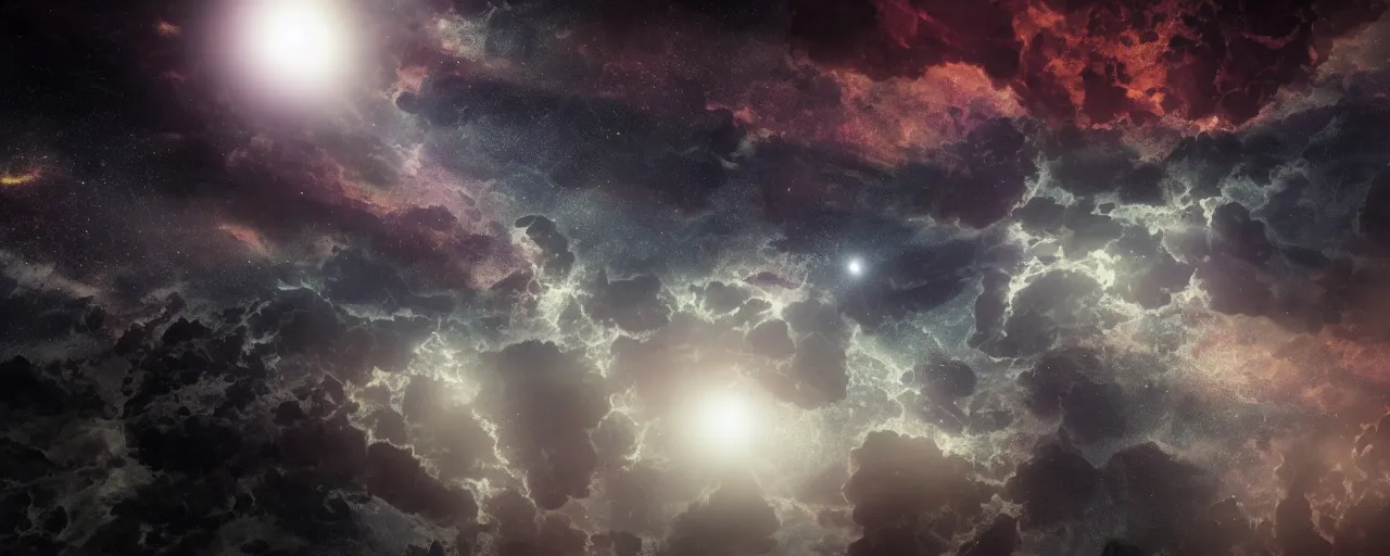 Image similar to cinematic render of atmospheric deep space, volumetric lighting, cathrin machin