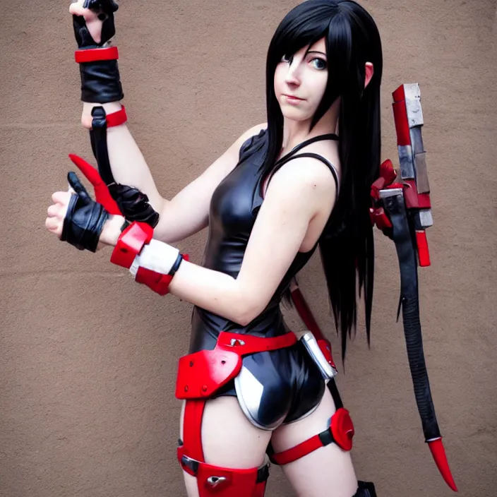 Prompt: tifa lockhart plugsuit cosplay