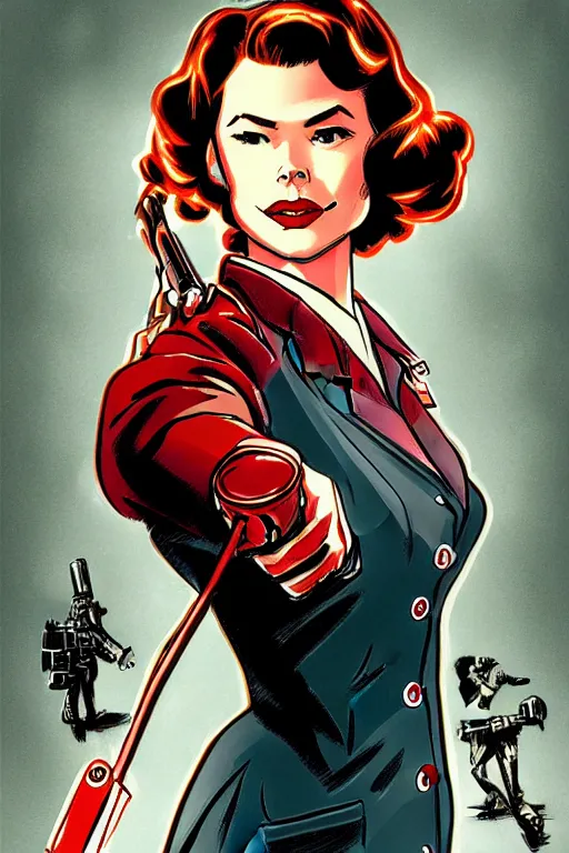 Image similar to Agent carter illustration concept art in the style of Amano, Yoshitaka