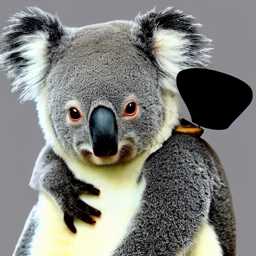Image similar to photo of koala wearing a top hat,