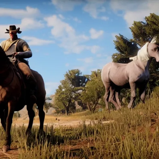 Image similar to unicorns in red dead redemption 2