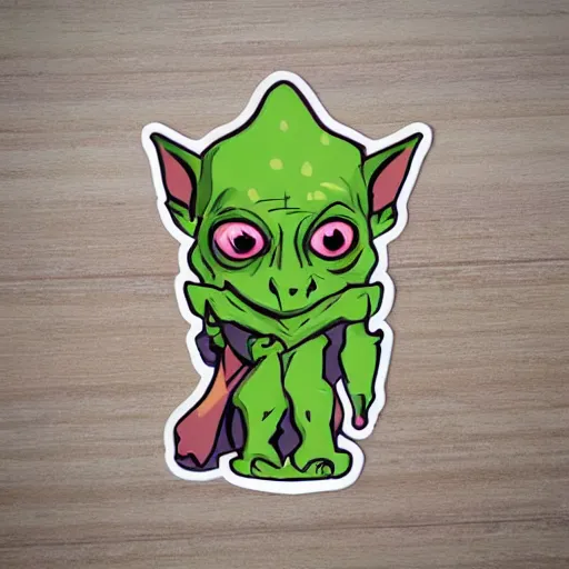 Image similar to cute d & d goblin wizard character sticker