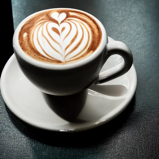 Image similar to a closeup photorealistic photograph of barista drawing bichon frise shaped latte art in a cup. professional capture, well lit shot. this 4 k hd image is trending on artstation, featured on behance, well - rendered, extra crisp, features intricate detail, epic composition and the style of unreal engine.