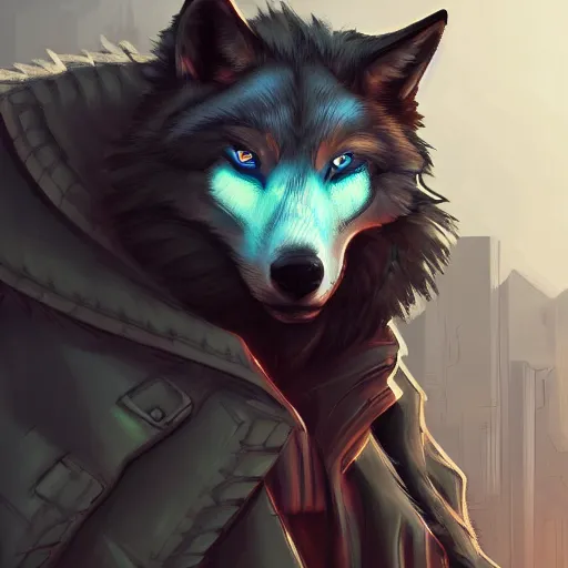 Prompt: A Wolf Scoundrel, Furry, Cyberpunk, digital art, award winning, artstation, masterpiece, very detailed,