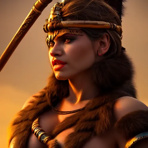 Image similar to photo of a real-life very beautiful barbarian queen, highly detailed, 4k,