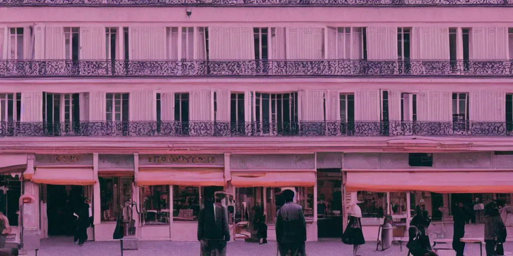 Prompt: Paris in the style of The Grand Budapest Hotel, a sunny day, 35mm, Kodak Vision3