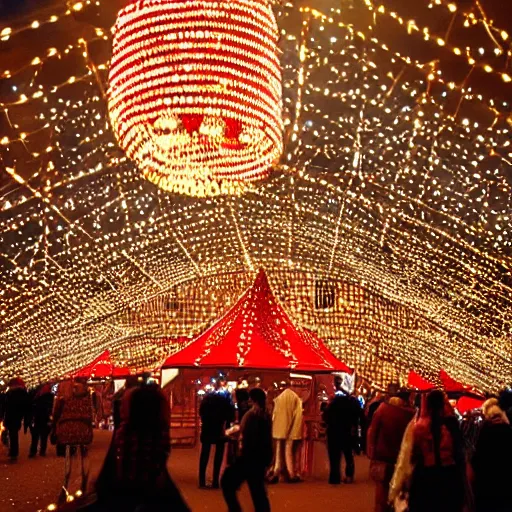 Image similar to a night Victorian circus shining with thousands of lights