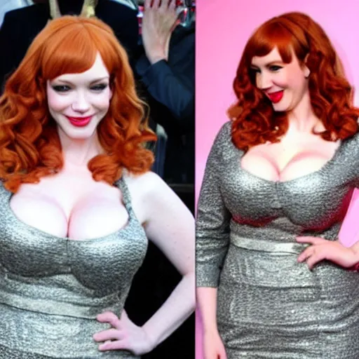 Prompt: christina hendricks with bunny girl outfit,