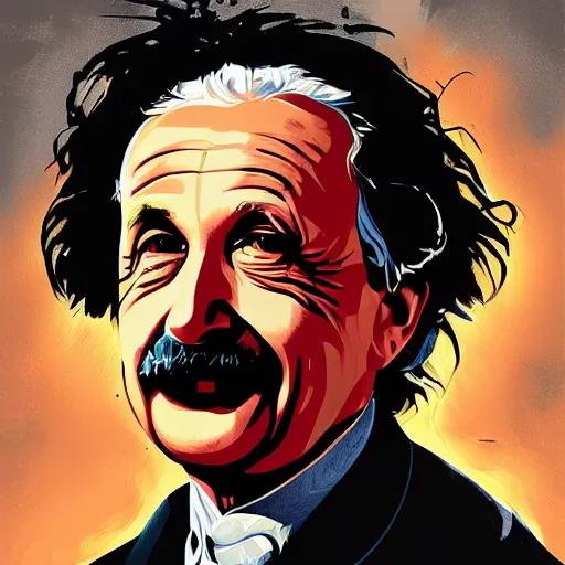 Prompt: portrait of einstein by petros afshar, hyper real, laurie greasley, jc leyendecker and singer sargent