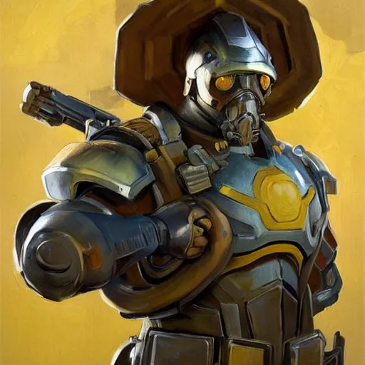 Image similar to greg manchess portrait painting of armored van gogh as overwatch character, medium shot, asymmetrical, profile picture, organic painting, sunny day, matte painting, bold shapes, hard edges, street art, trending on artstation, by huang guangjian, gil elvgren, ruan jia, randy vargas, greg rutkowski