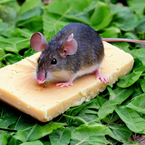 Image similar to mouse escaping on a raft made of cheese