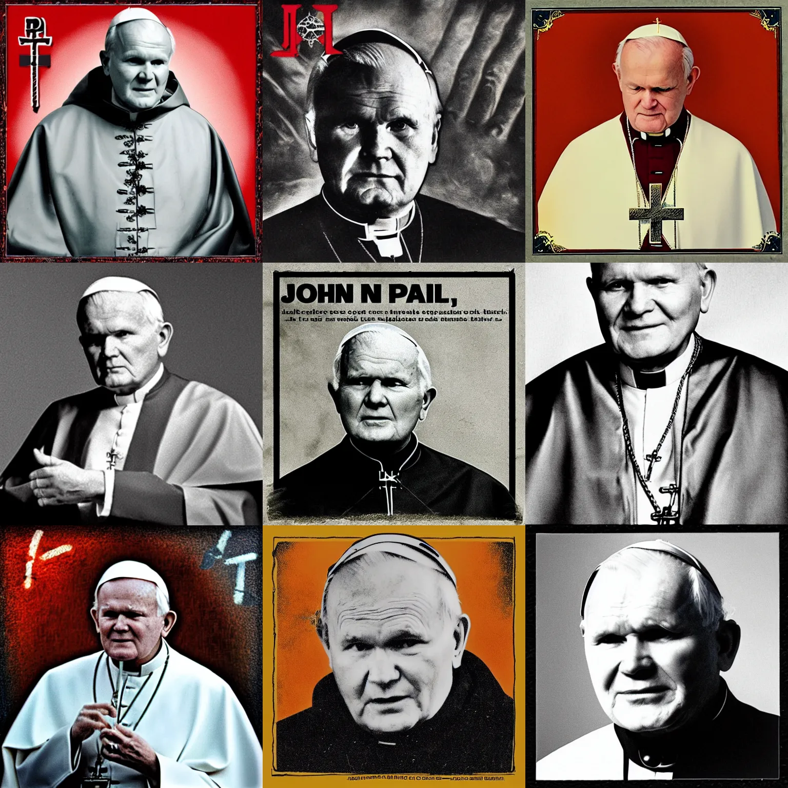 Prompt: John Paul II, metal album cover