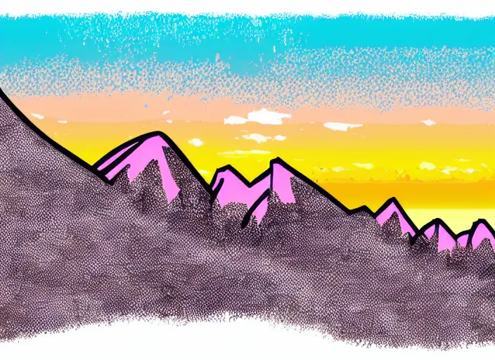 Prompt: vector illustration of a sunset over a mountain