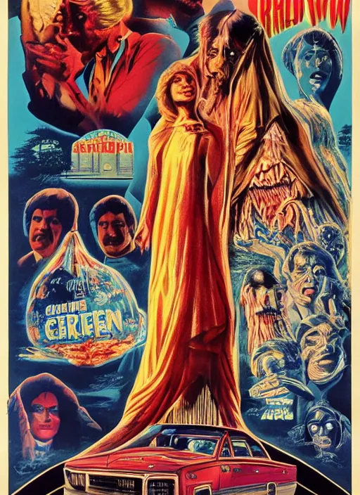 Image similar to a movie poster for creepshow ( 1 9 8 2 ), poster art by drew struzan, featured on reddit, retrofuturism, movie poster, reimagined by industrial light and magic, poster art