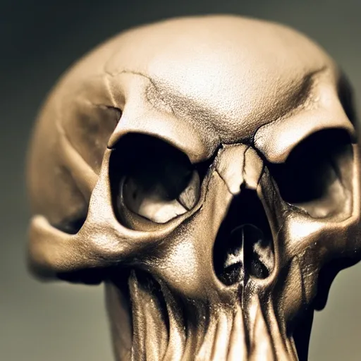 Image similar to A skull of an alien creature, intricate, 35mm, photorealistic, realistic, depth of field, photography, high definition, 8k