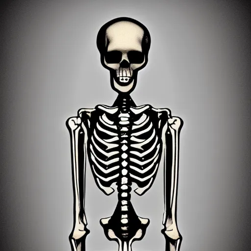 Image similar to skeleton business man, digital art