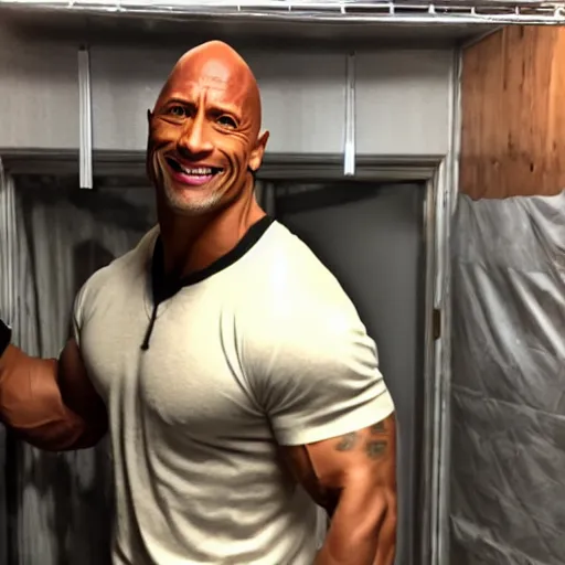 Image similar to Dwayne Johnson in the backrooms