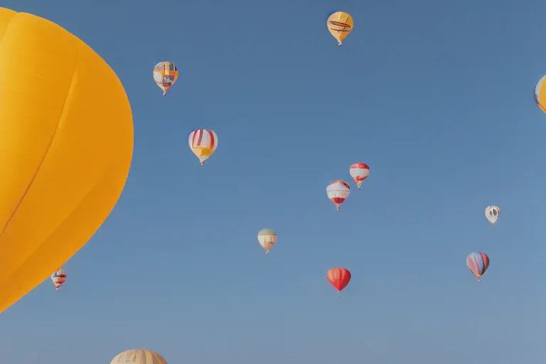 Prompt: Santorini inside the balloon by Wes Anderson, space background, shot on 35 mm