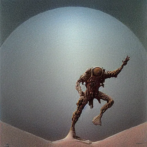 Prompt: martian warrior by Beksinski