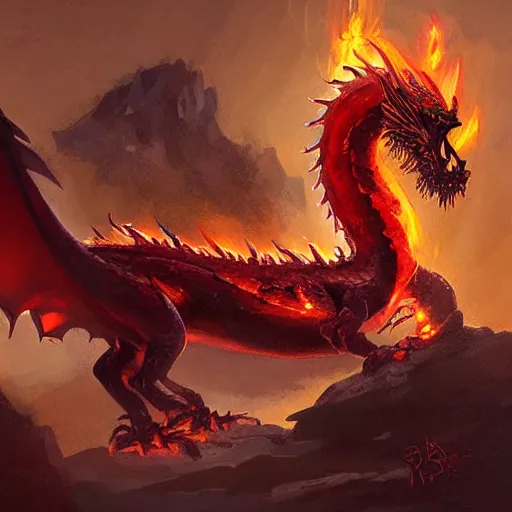 Prompt: a fire dragon by bayard wu,