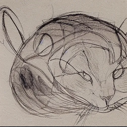 Image similar to da vinci ’ s sketch, depicting the design of cats,