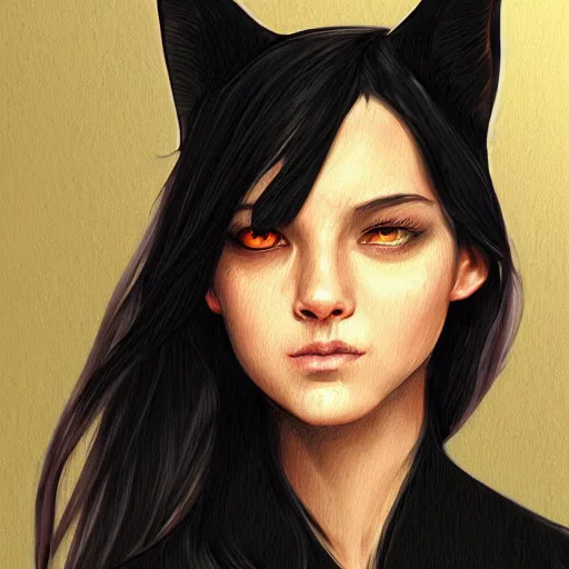 Image similar to a selfie of a black cat from the matrix , fantasy, intricate, young and cute girl, highly detailed, digital painting, artstation, concept art, smooth, sharp focus, illustration