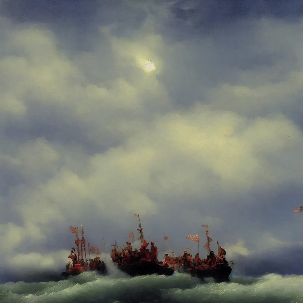 Image similar to steamboat in the style of ivan aivazovsky