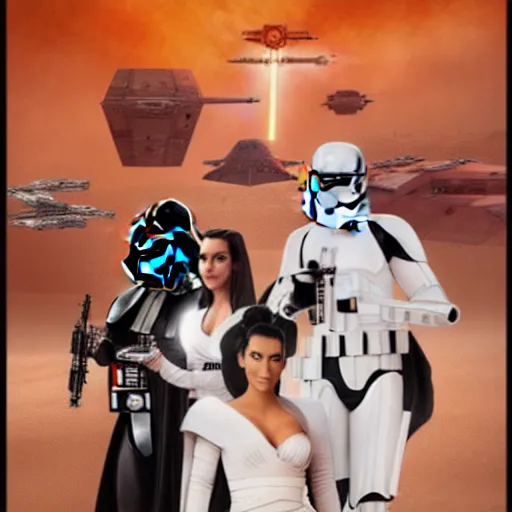 Image similar to super detailed star wars movie poster with ben shapiro, snooki and kim kardashian, 8k full HD photo, cinematic lighting, anatomically correct, oscar award winning, action filled, correct eye placement,