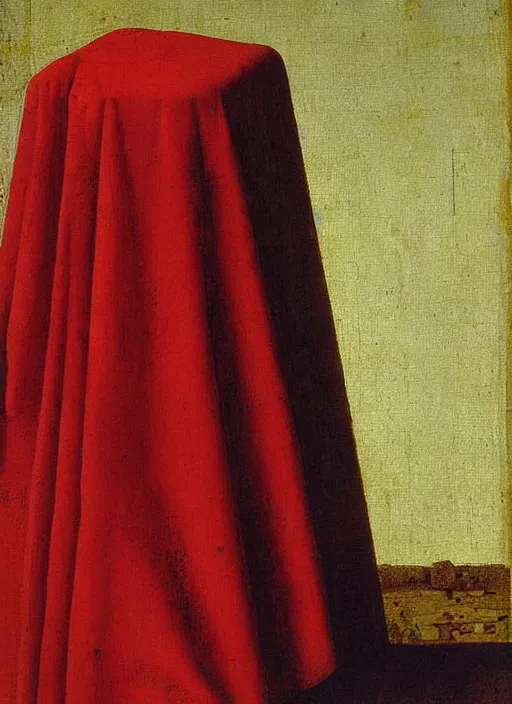 Image similar to red cloth, medieval painting by jan van eyck, johannes vermeer