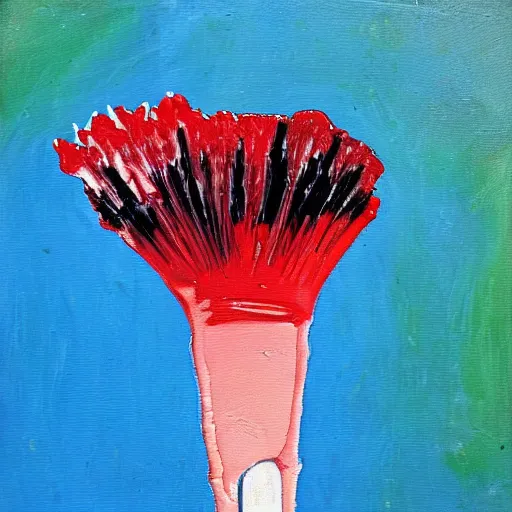 Prompt: paintbrush melting like a Popsicle on a sunny day