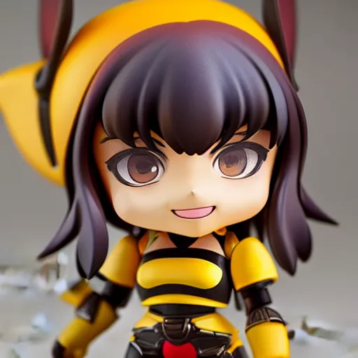 Prompt: closeup painting of cute bee nendoroid with themed armor, portrait, hyperdetailed, artstation, cgsociety, 8 k, by tangerine dream